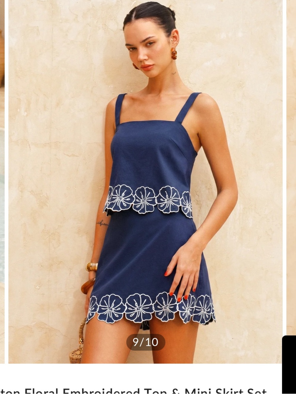 Commense Floral Embroidered Two-Piece Dress Set